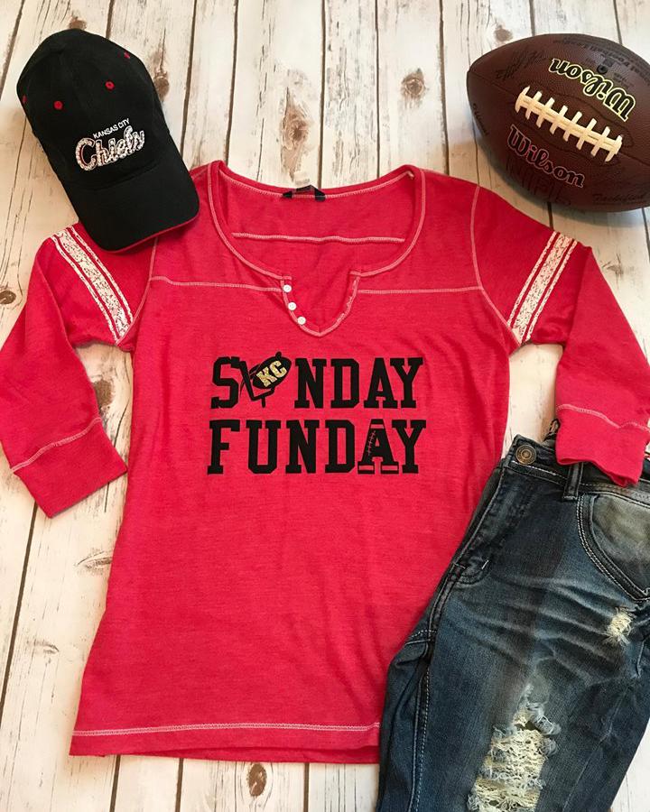 Sunday Funday Three-Quarter Sleeve Henley Tee – HipChix