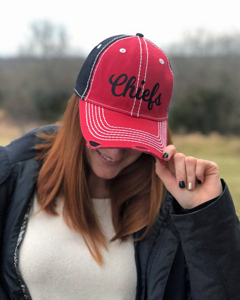 Kansas City Chiefs Hat, Chiefs Hat, Women's Baseball Cap, Distressed Hat,  Vintage Baseball Cap, Weathered Hat, Women's Baseball Hat, Boho